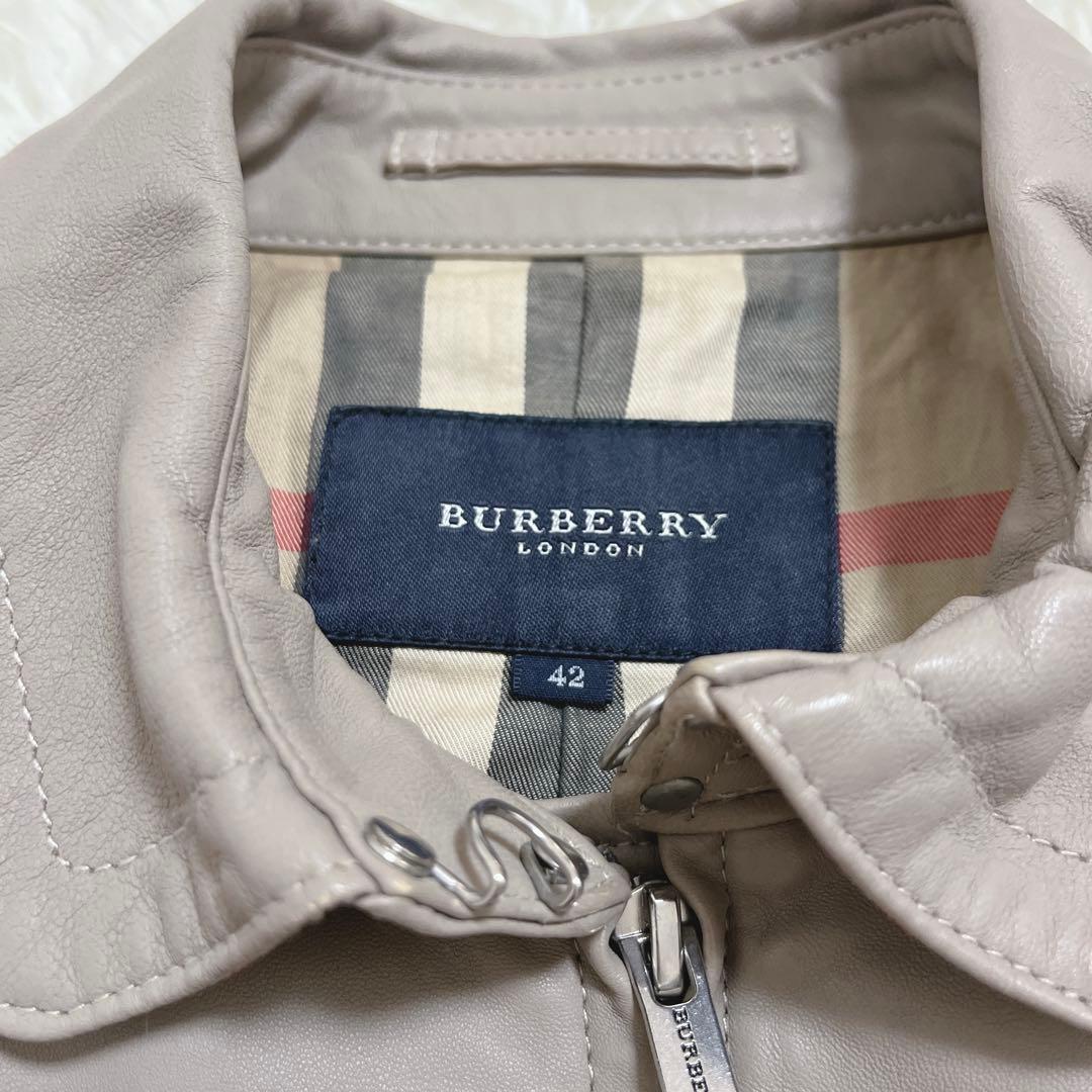 希少　バーバリーロンドン　羊革 ラムレザージャケット グレージュ　42