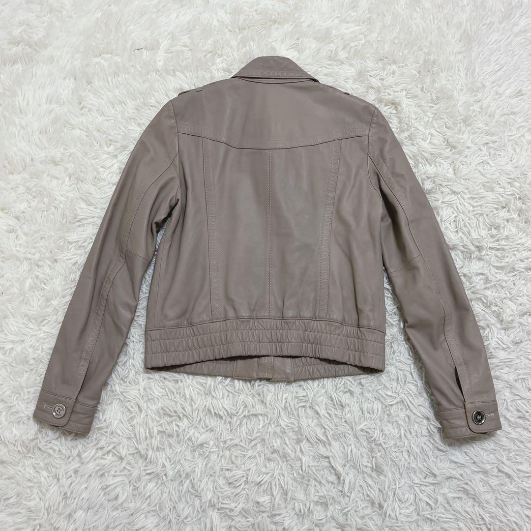 希少　バーバリーロンドン　羊革 ラムレザージャケット グレージュ　42