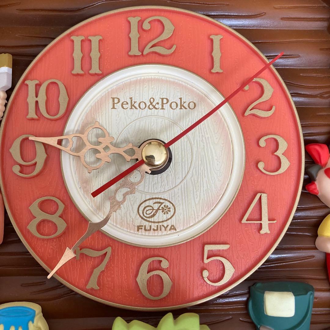 不二家　ぺこちゃん　非売品　壁掛け 時計 時報　振り子　レトロ　電池式 赤