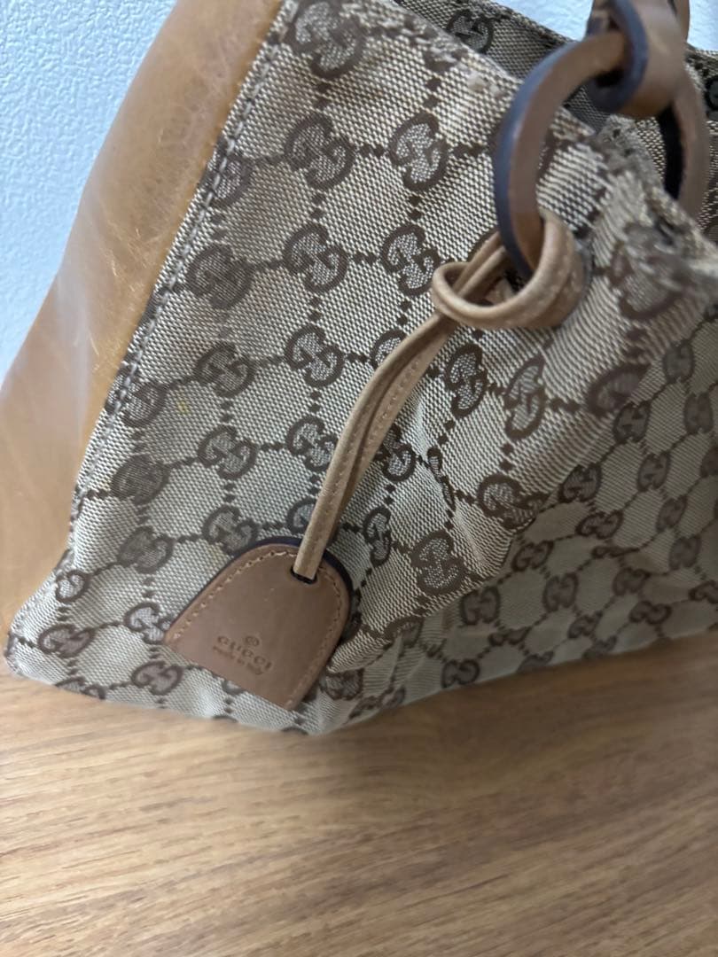 GUCCI レザーキャンバスバッグ