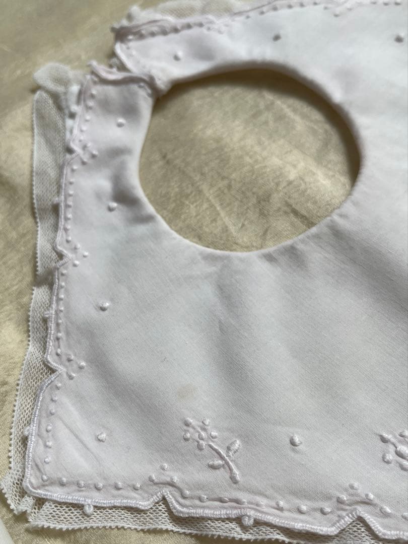 ◆SALE◆フランスアンティーク｜手作りスタイ5枚レース刺繍ドールテディベア