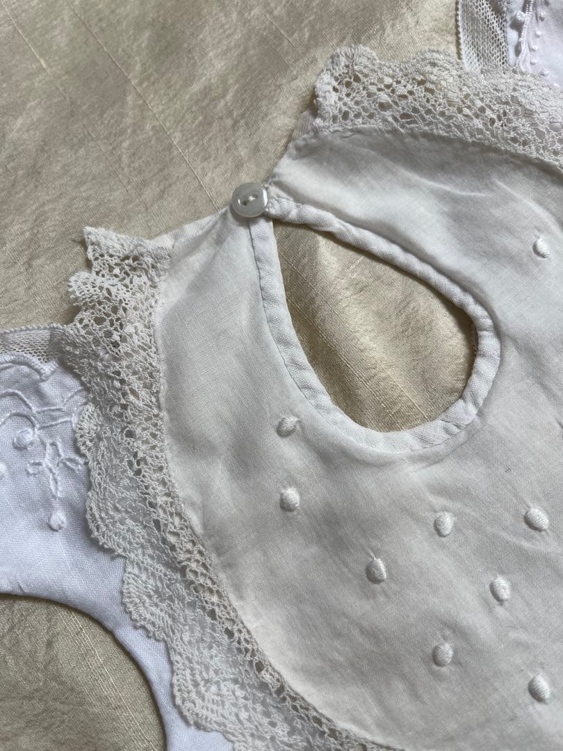 ◆SALE◆フランスアンティーク｜手作りスタイ5枚レース刺繍ドールテディベア