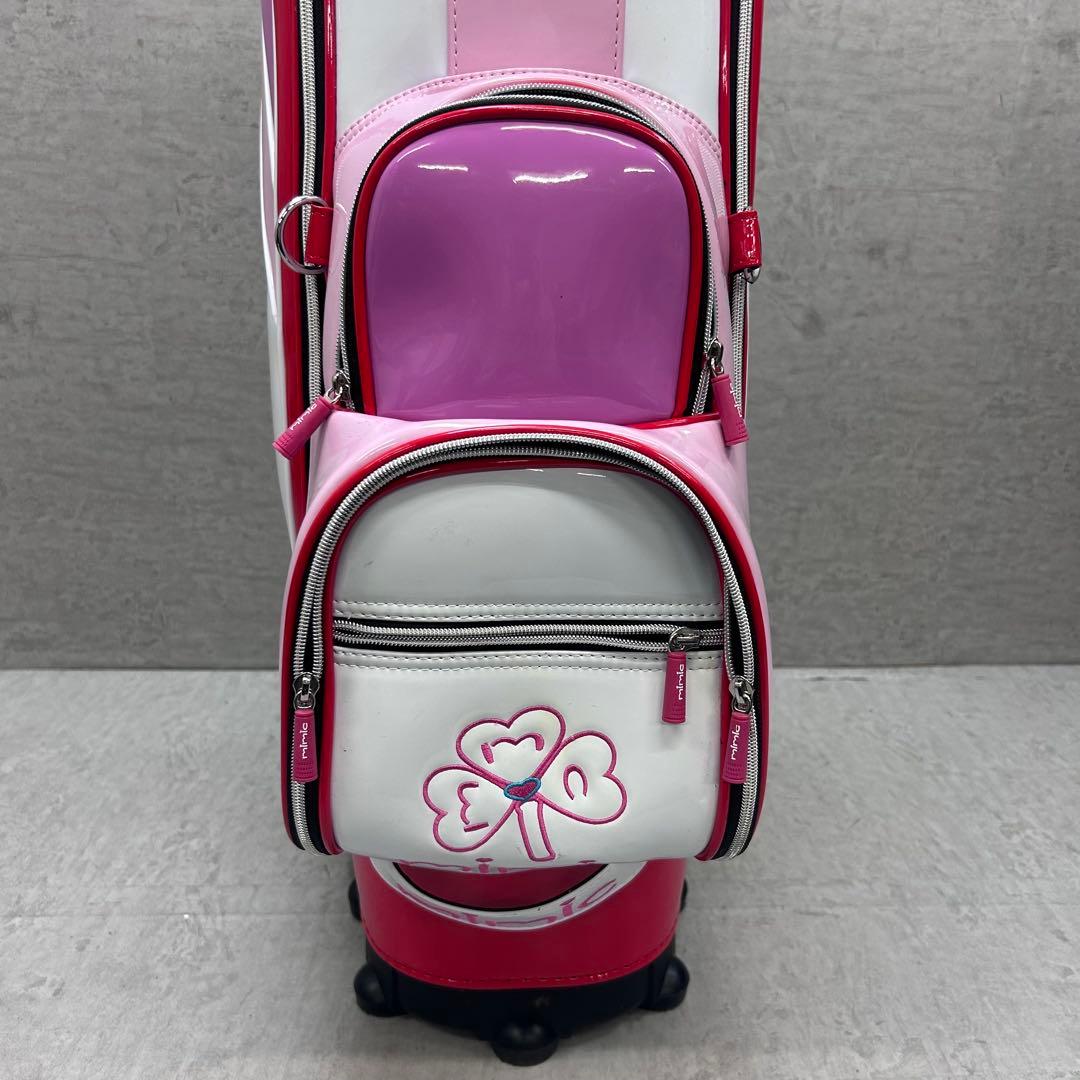 キャスター付き　mimic レディースゴルフ　キャディバッグ　ピンク　ホワイト