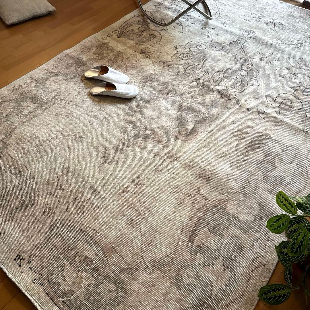 大判160×257 擦れシャビー　色むら　メダリオン　トルコヴィンテージラグ