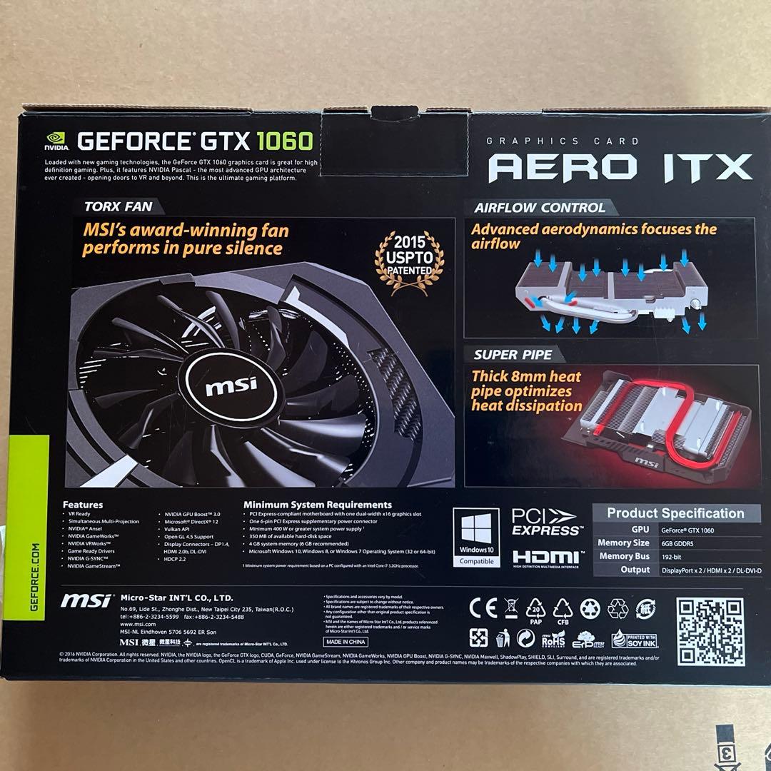 MSI GeForce GTX 1060 6GB おまけWi-Fi 6E付き