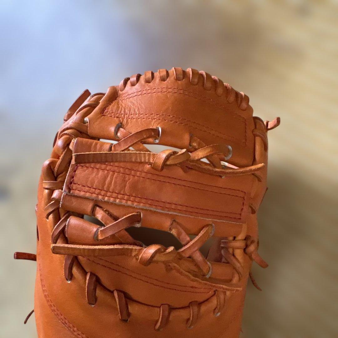 中古品ミズノプロ軟式ファーストミット軟式用野球グローブ 右利き用オレンジ