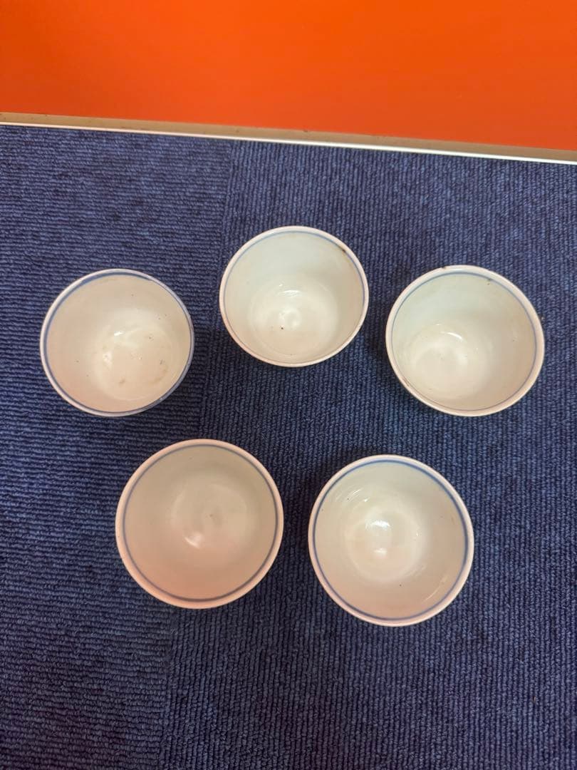 1860 古伊万里　染付　湯呑　5客　時代物