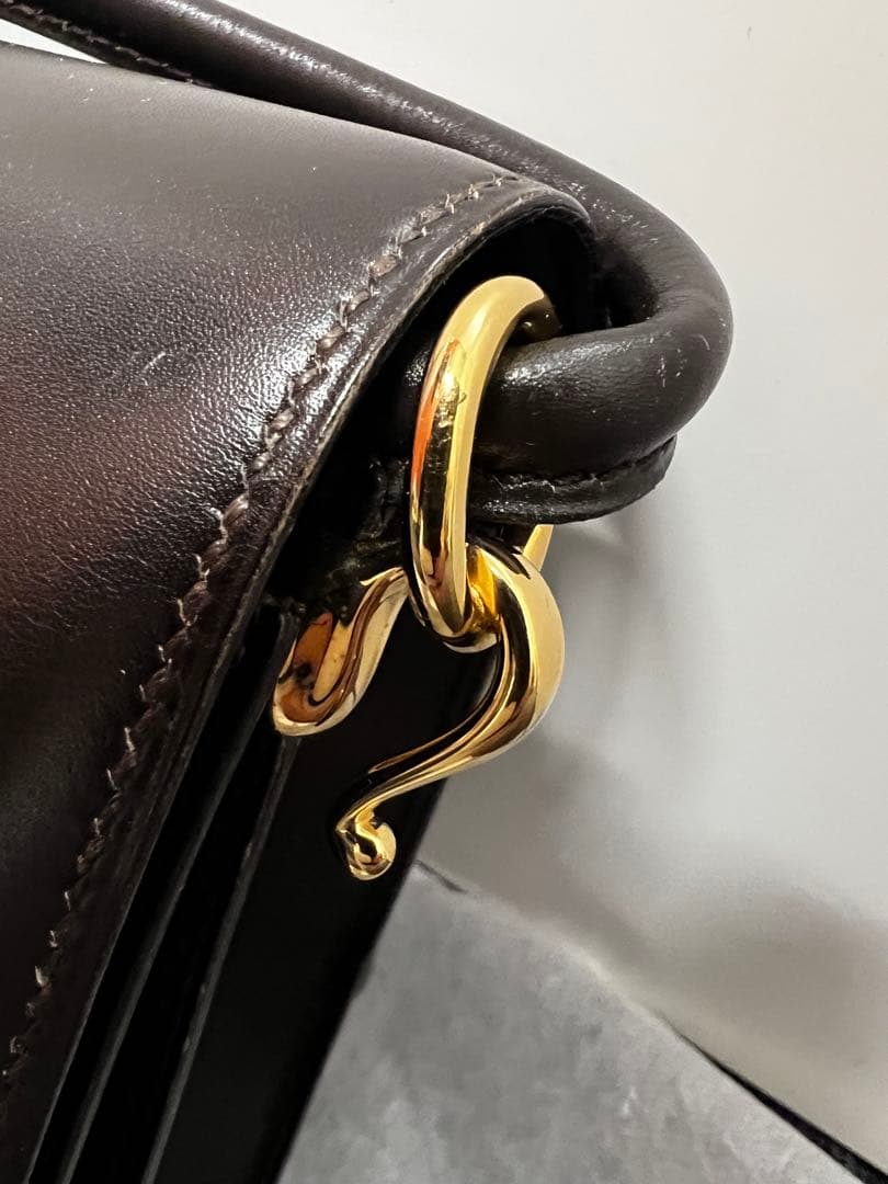 希少　エルメス　セクアナ22　ボックスカーフ　ダークブラウン　刻印不明