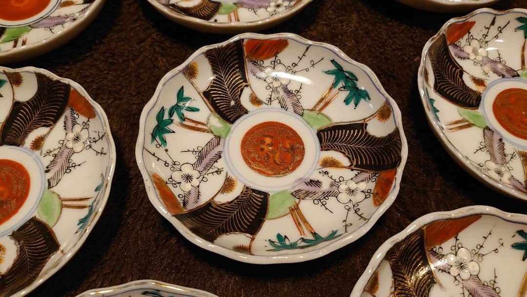 古伊万里　伊万里　色絵　金襴手　豆皿　８客