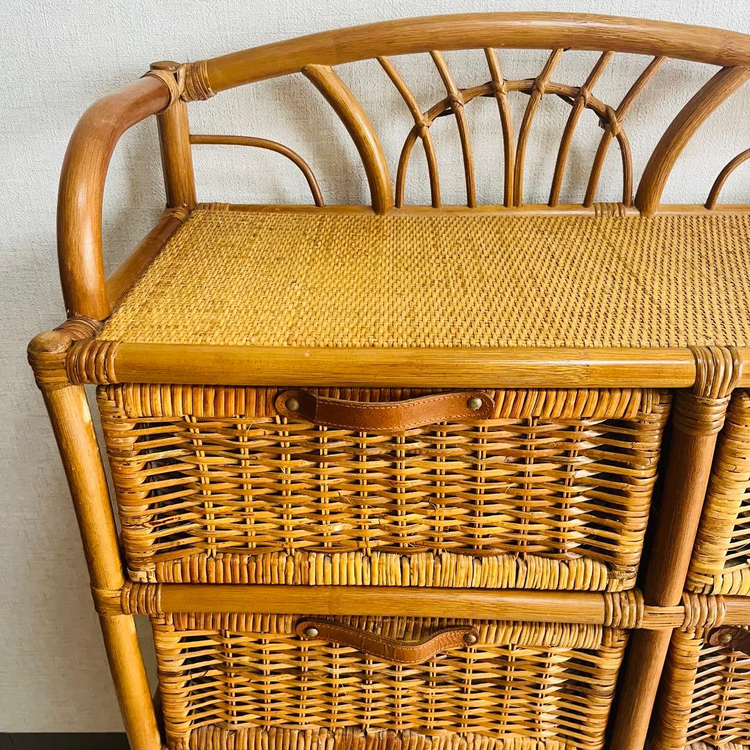 籐家具 収納ランタチェスト 昭和レトロ インテリア 棚 ラック 藤 アンティーク