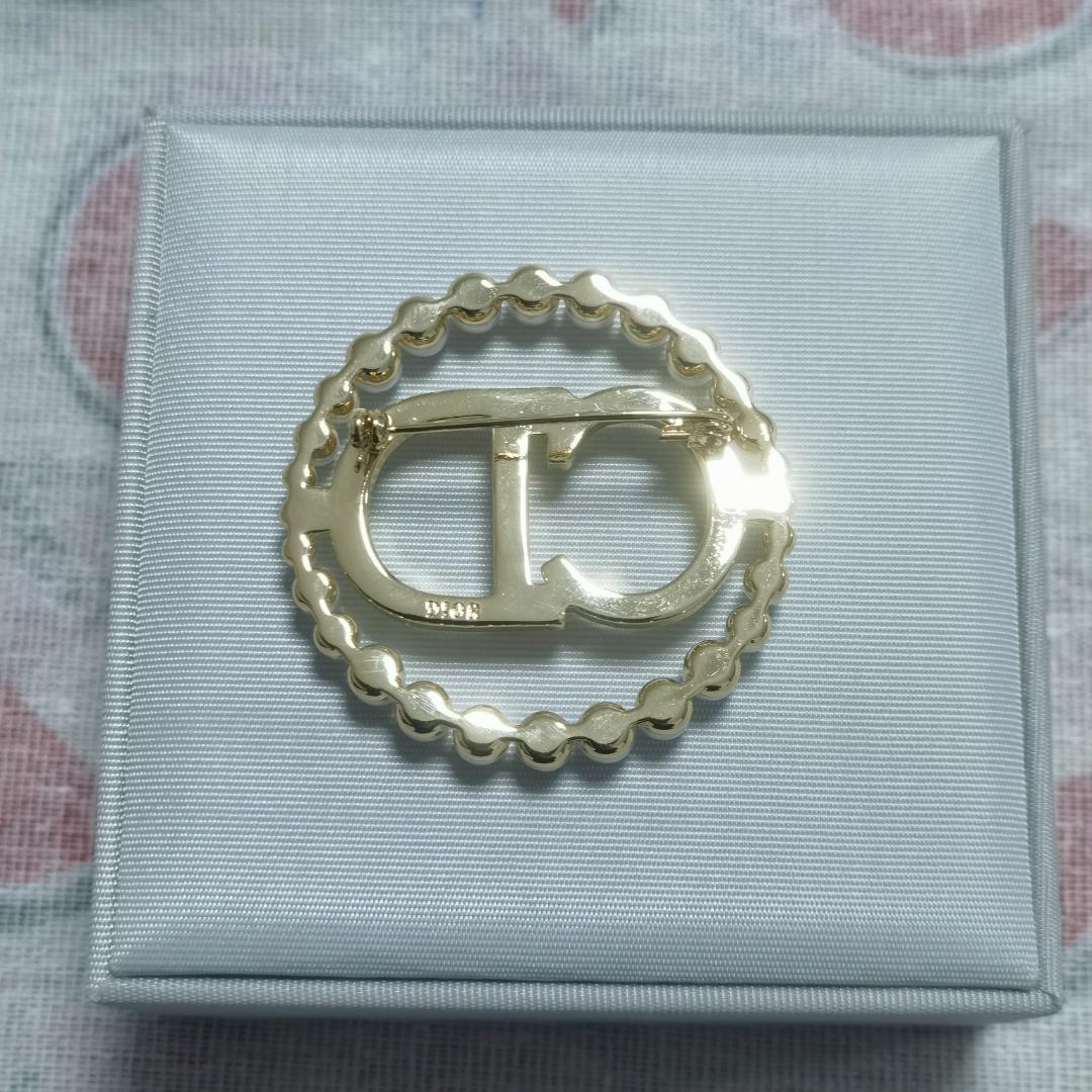 ディオール DIOR パール ブローチ ゴールド