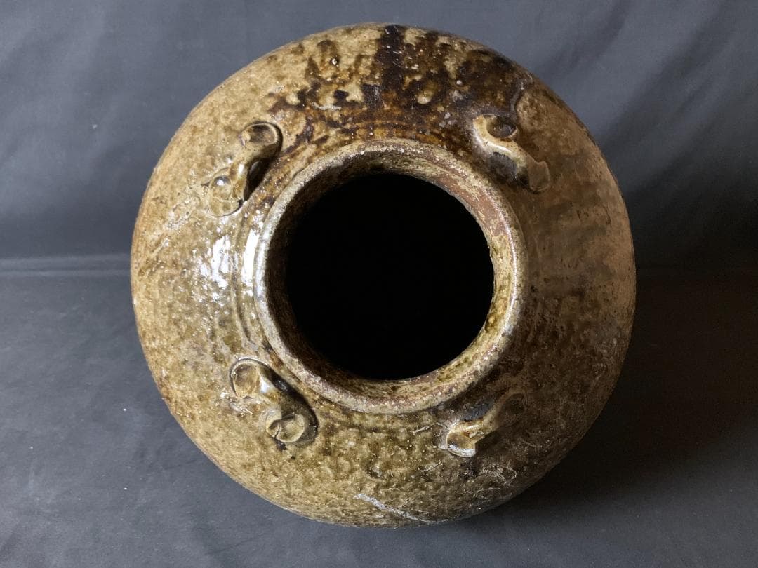 古丹波 自然釉 四耳 茶壷 桃山～江戸前期 739