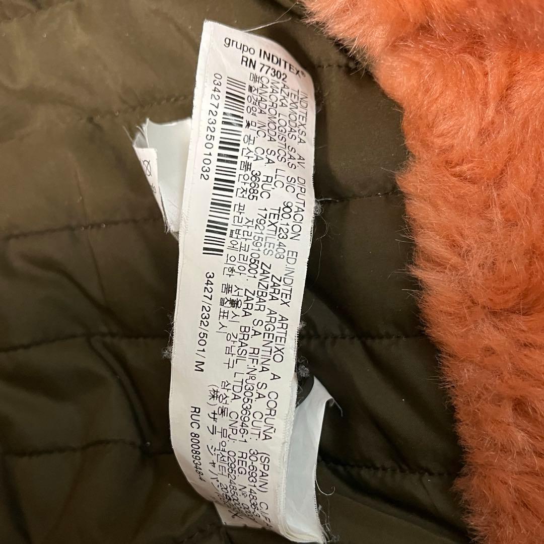 美品　ZARA ピンクファー モッズコート M N3B カーキ　ザラ　77302