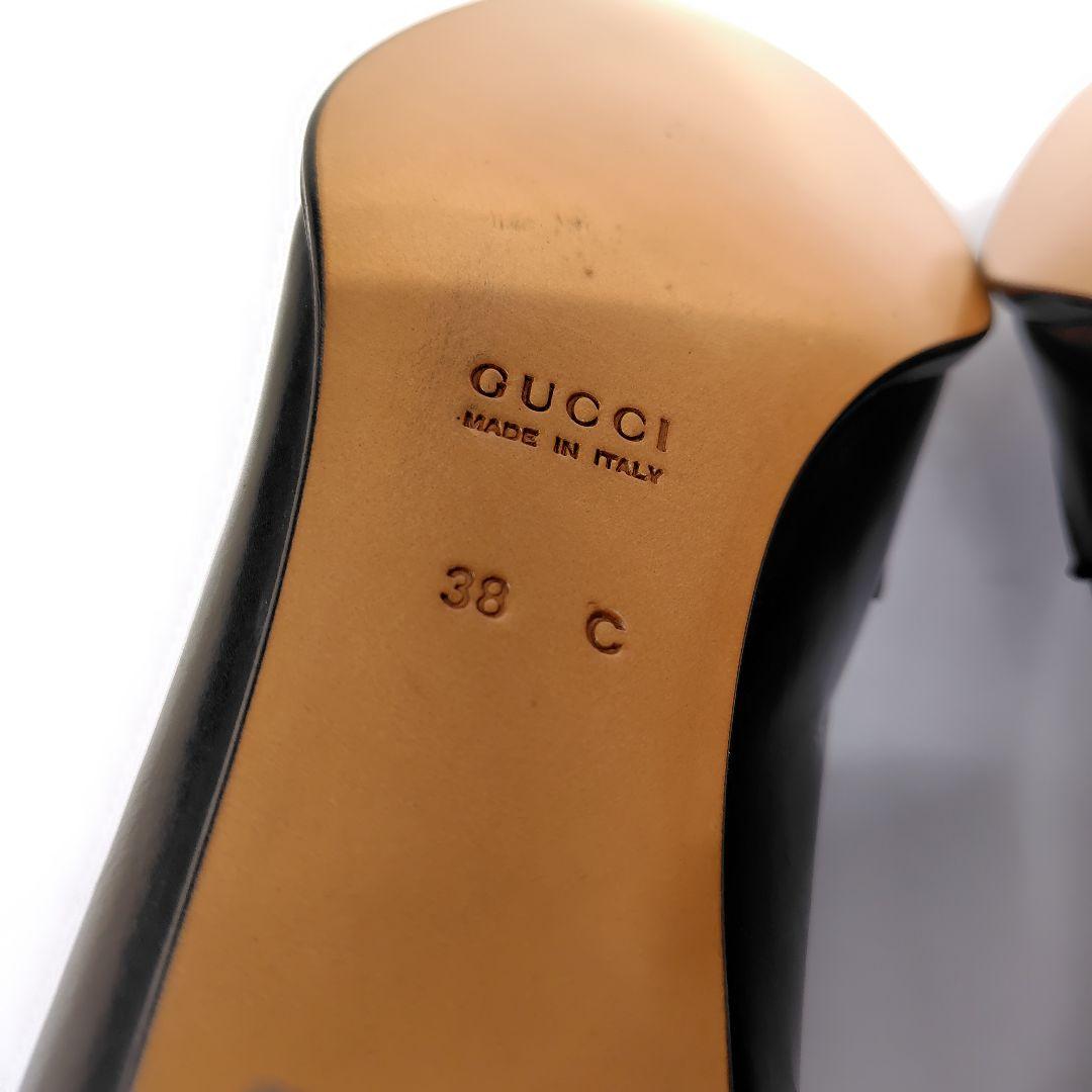 ★katxxx様★グッチ ローファー 38C パンプス ロゴ プレート レザー