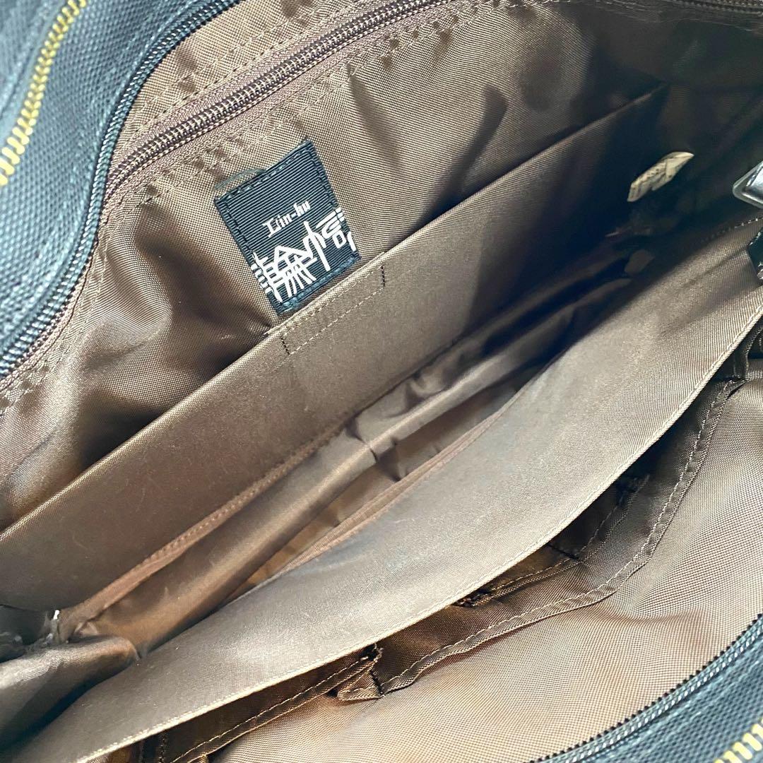 【極美品】輪怐 ビジネスバッグ 格 ブリーフケース 牛革 ナイロン ブラック