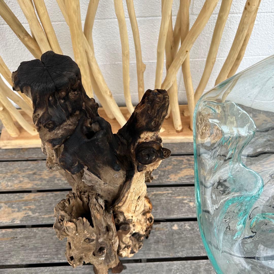 【送料無料】バリ島流木ガラスビッグサイズw30×d35×h102cmメダカ7-A