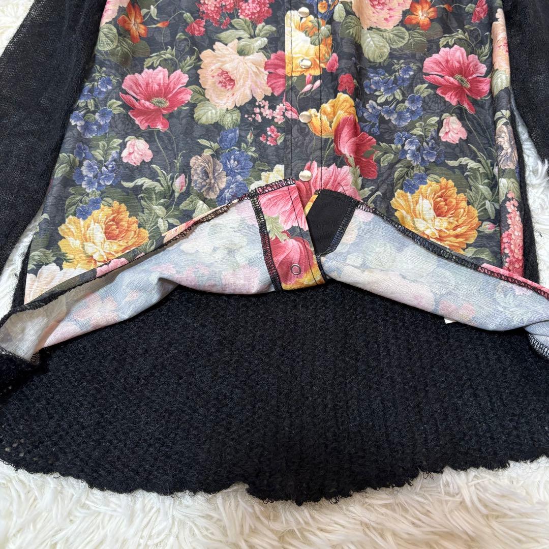 トリココムデギャルソンAD2013 花柄 切替え モヘア ニットシャツ Sサイズ