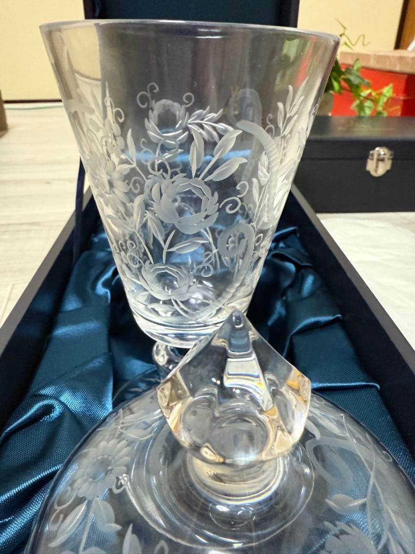 マイセン　花柄エッチングクリスタル　グラス