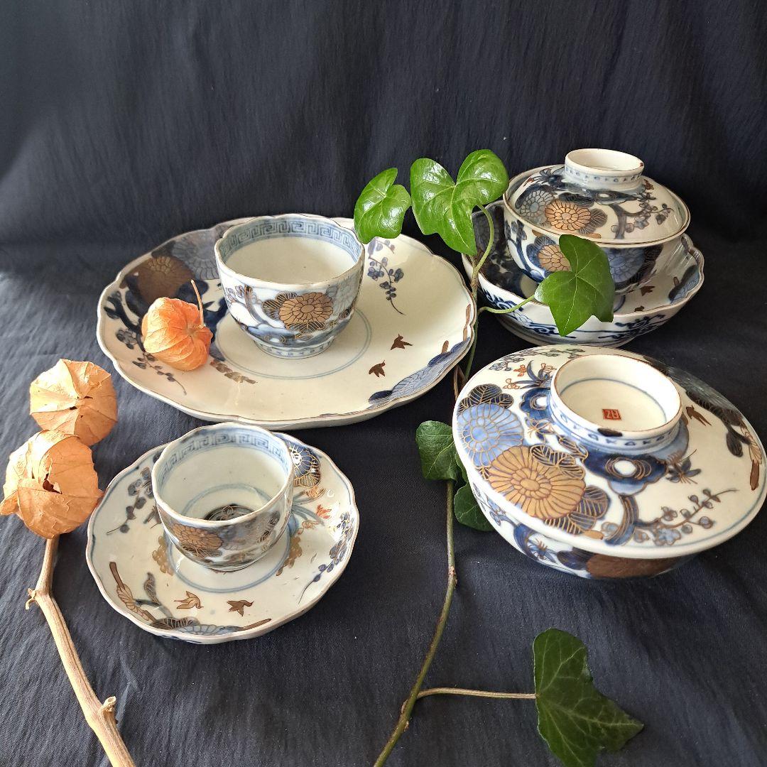 「ご成約者」です。 古伊万里色絵金彩皿 7種類1セット 骨董アンティ