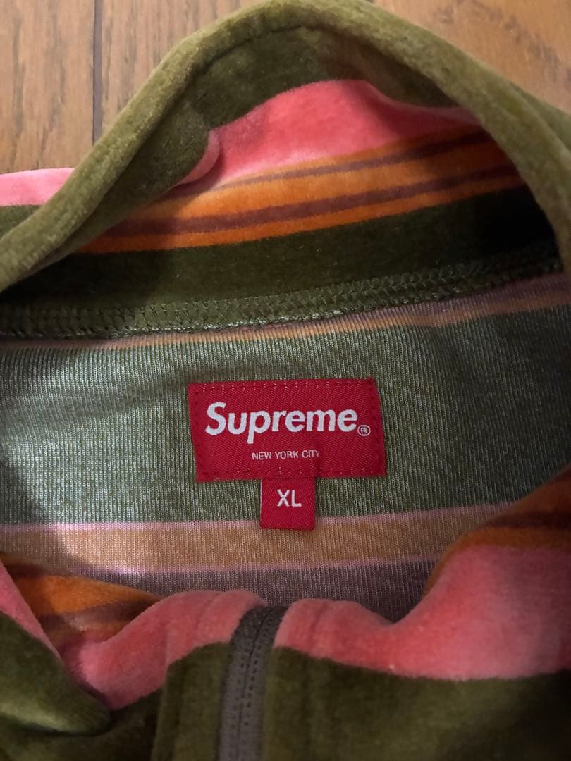 Supreme 20AW Stripe Velour ハーフジップ