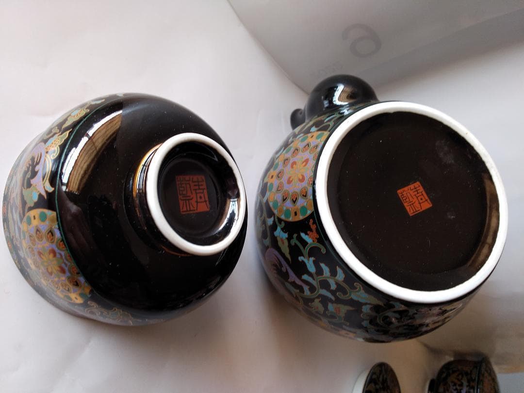 青藍窯 セラミック藍 正倉院 瑞鳥 汲出茶器 6点セット 新品 未使用 です。