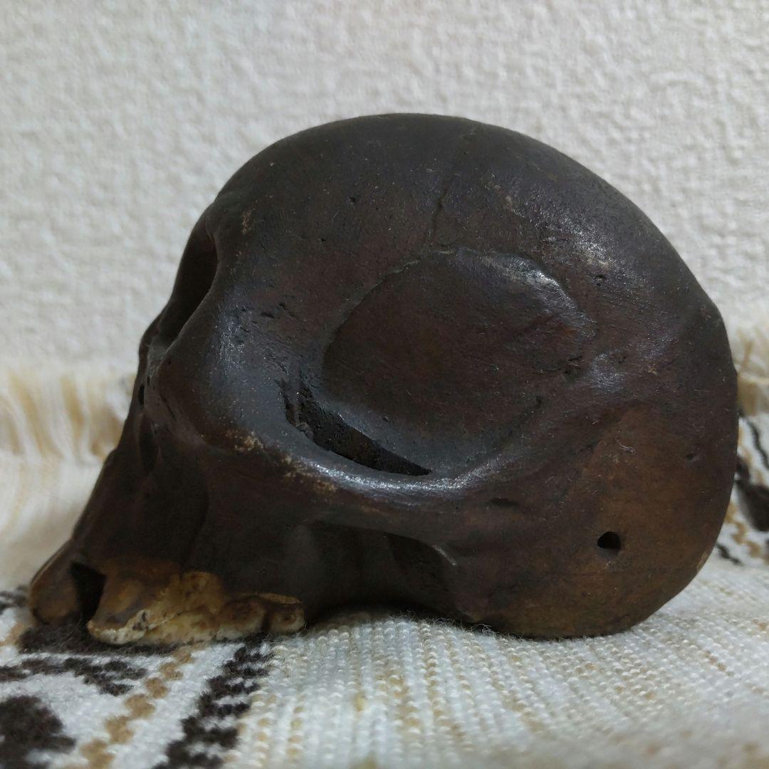 髑髏 頭蓋骨 の置き物 骨董品 陶器製？