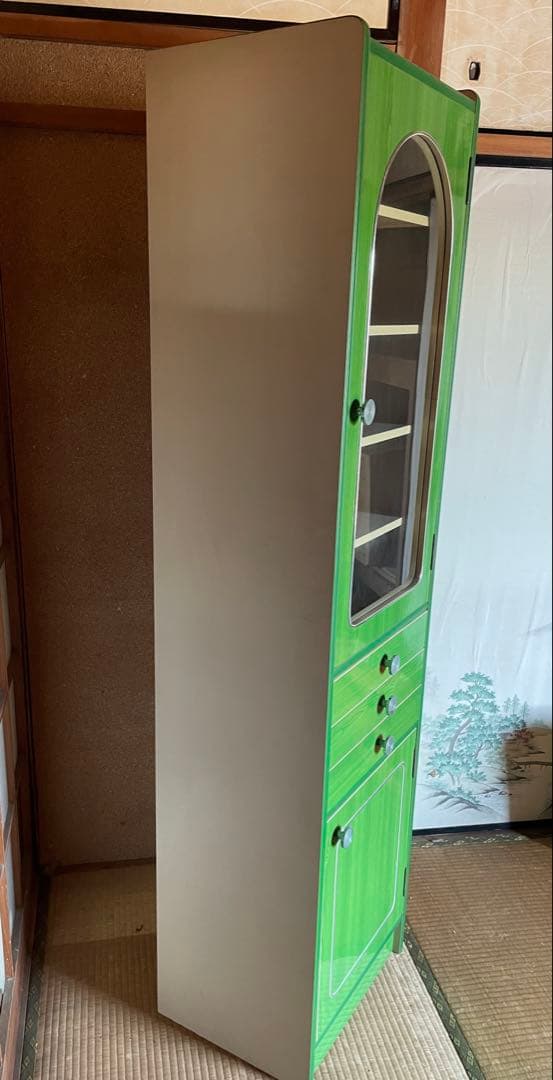 昭和 レトロ ポップ 収納タンス 飾り棚 収納棚 ポップカラー アーチ窓