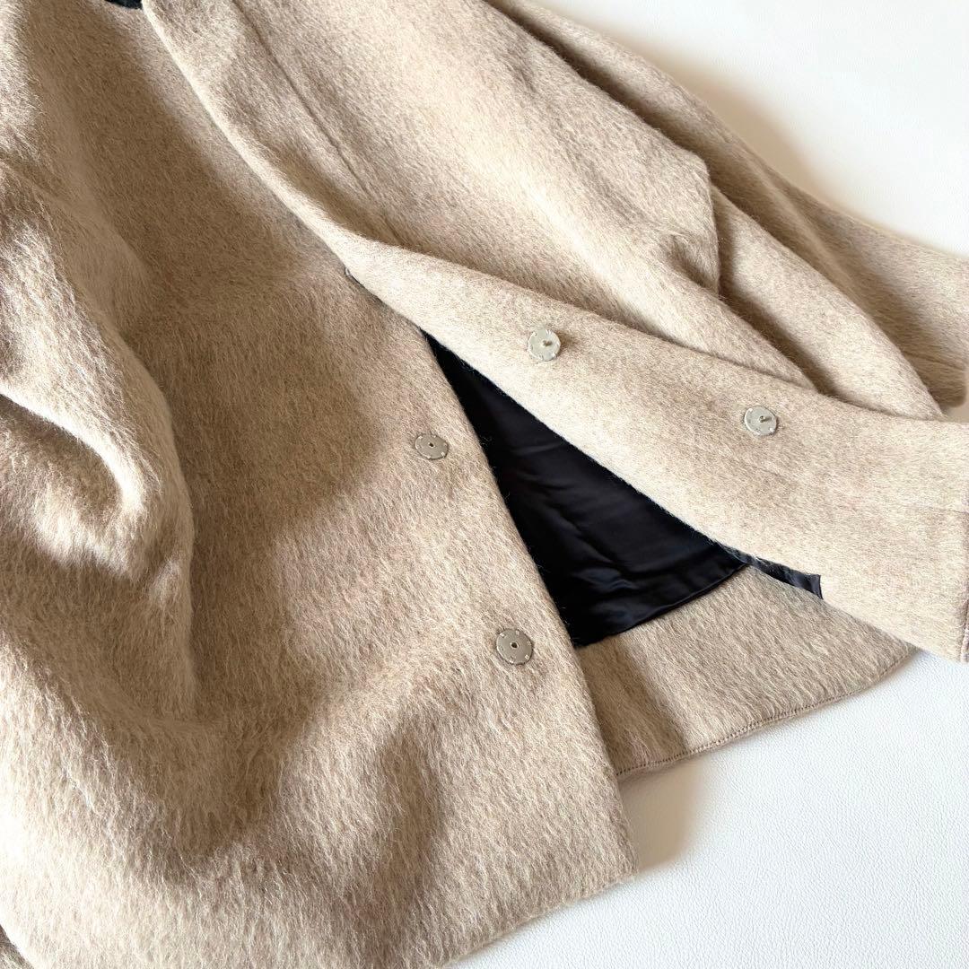 ノット　現行　TOMORROWLAND　ノーカラーシャギーコート　ウール　モヘア