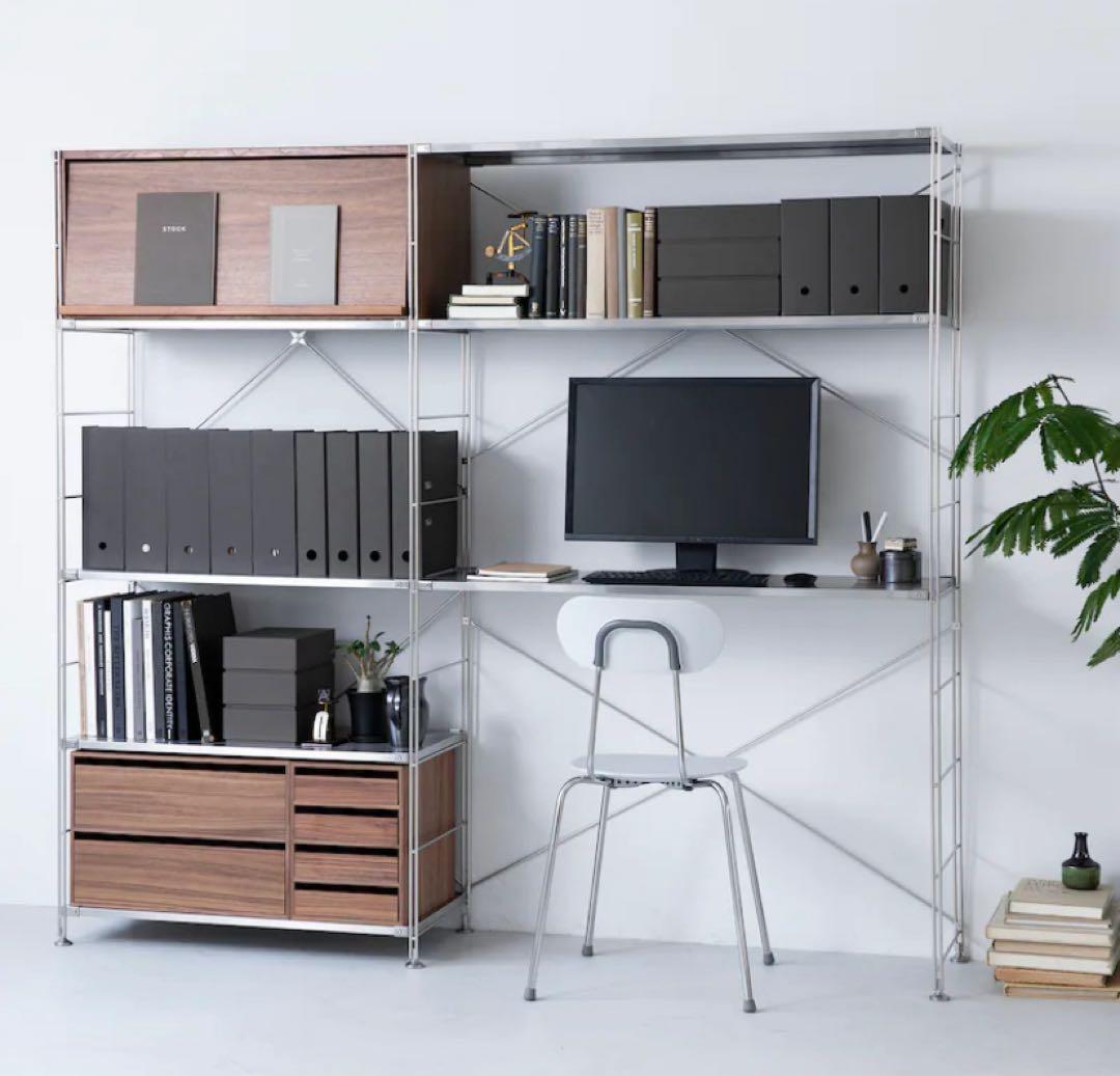 ⭐️美品⭐️無印良品⭐️スチールユニットシェルフ⭐️大⭐️木製棚⭐️帆立3本⭐️グレー