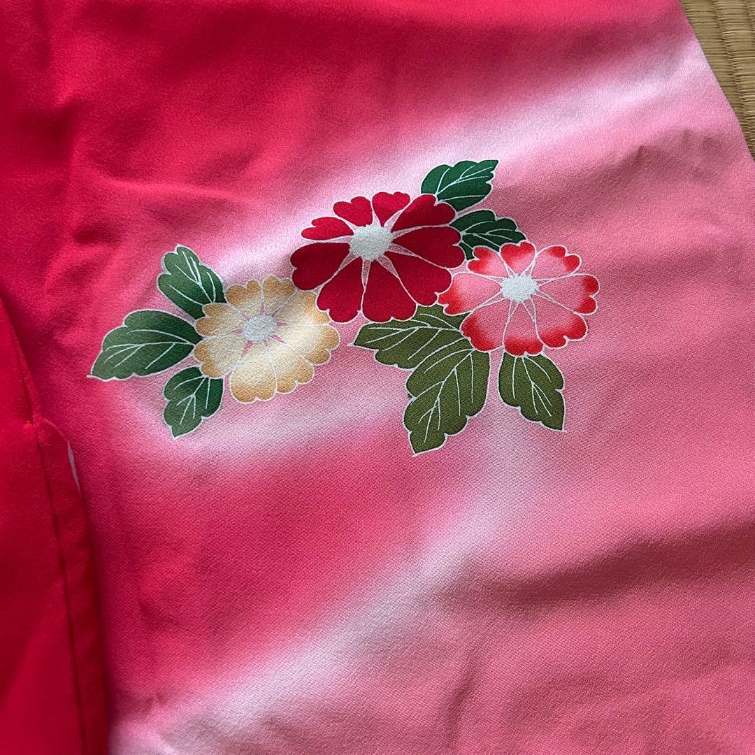 七五三 3歳 着物 被布 絹 三歳 赤 ピンク 753 子供着物