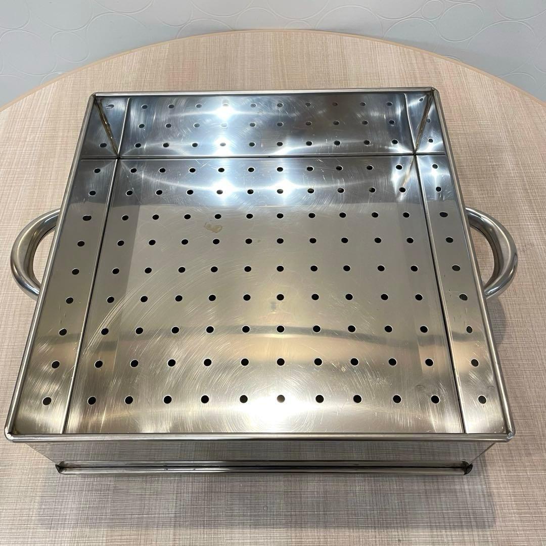 【業務用】ステンレス 角蒸し器 せいろ 三段 蓋付き 大容量　40㎝