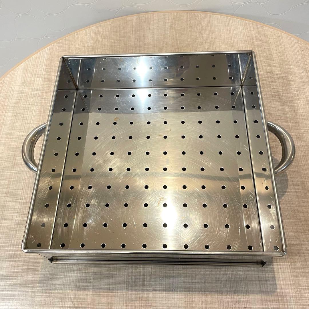 【業務用】ステンレス 角蒸し器 せいろ 三段 蓋付き 大容量　40㎝