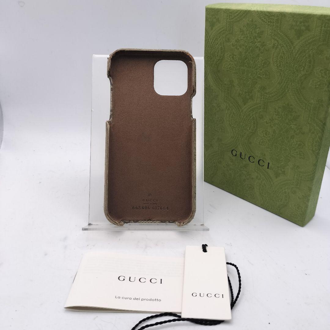 グッチ　iPhone12ケース　ハードケース　GG　PVC　ブラウン　箱付き