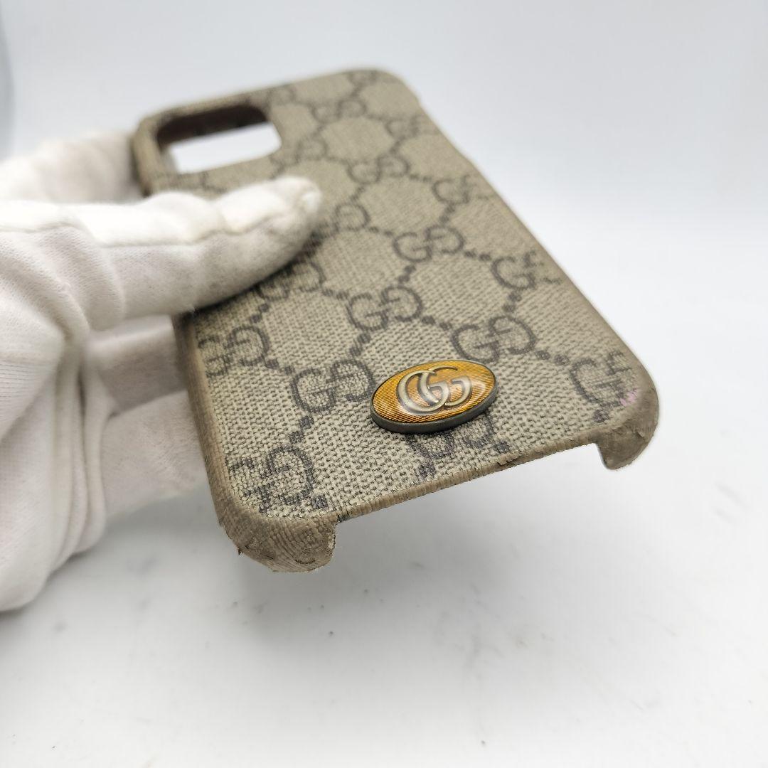 グッチ　iPhone12ケース　ハードケース　GG　PVC　ブラウン　箱付き