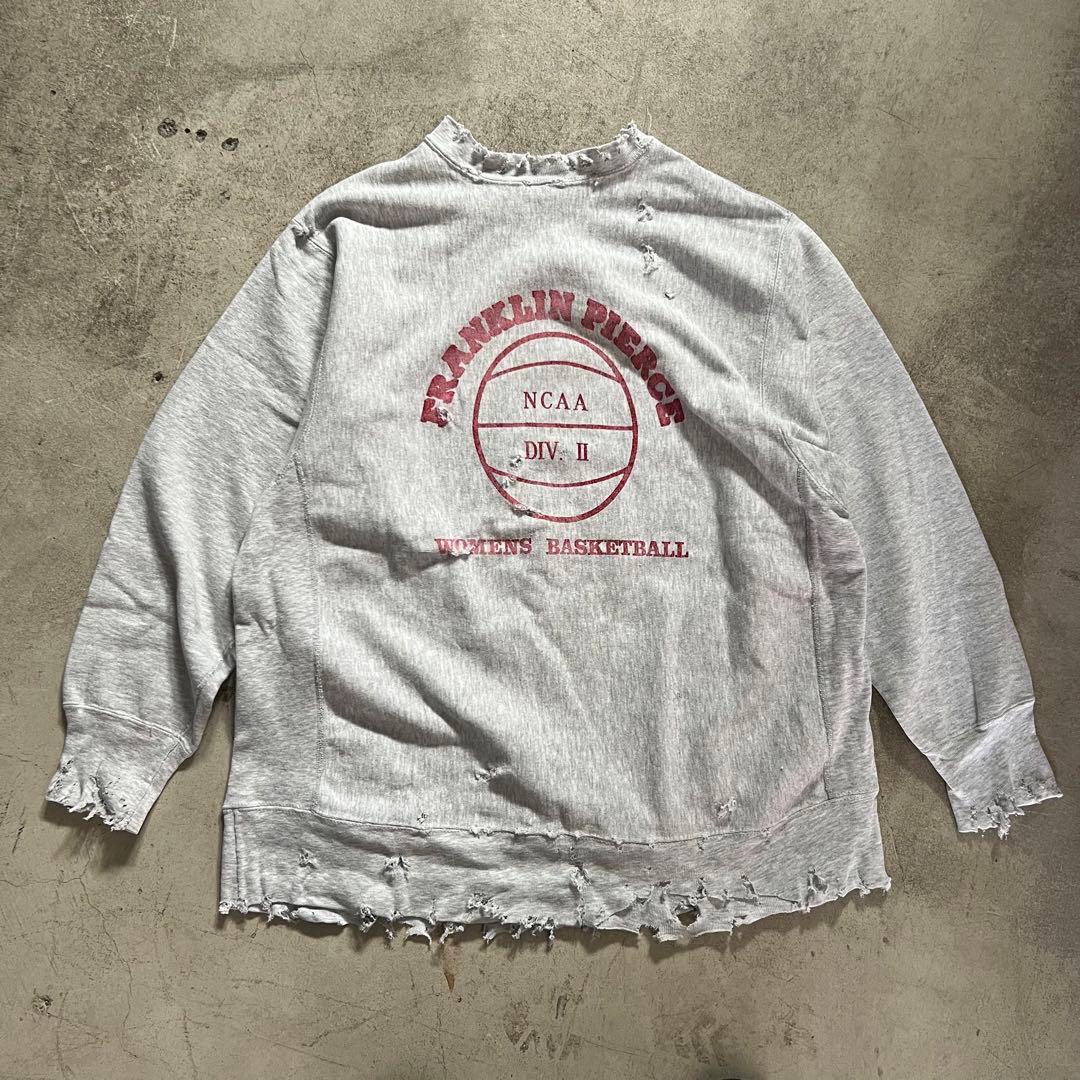 90s USA製 ダメージリバースウィーブ ボロ スウェット XLサイズ