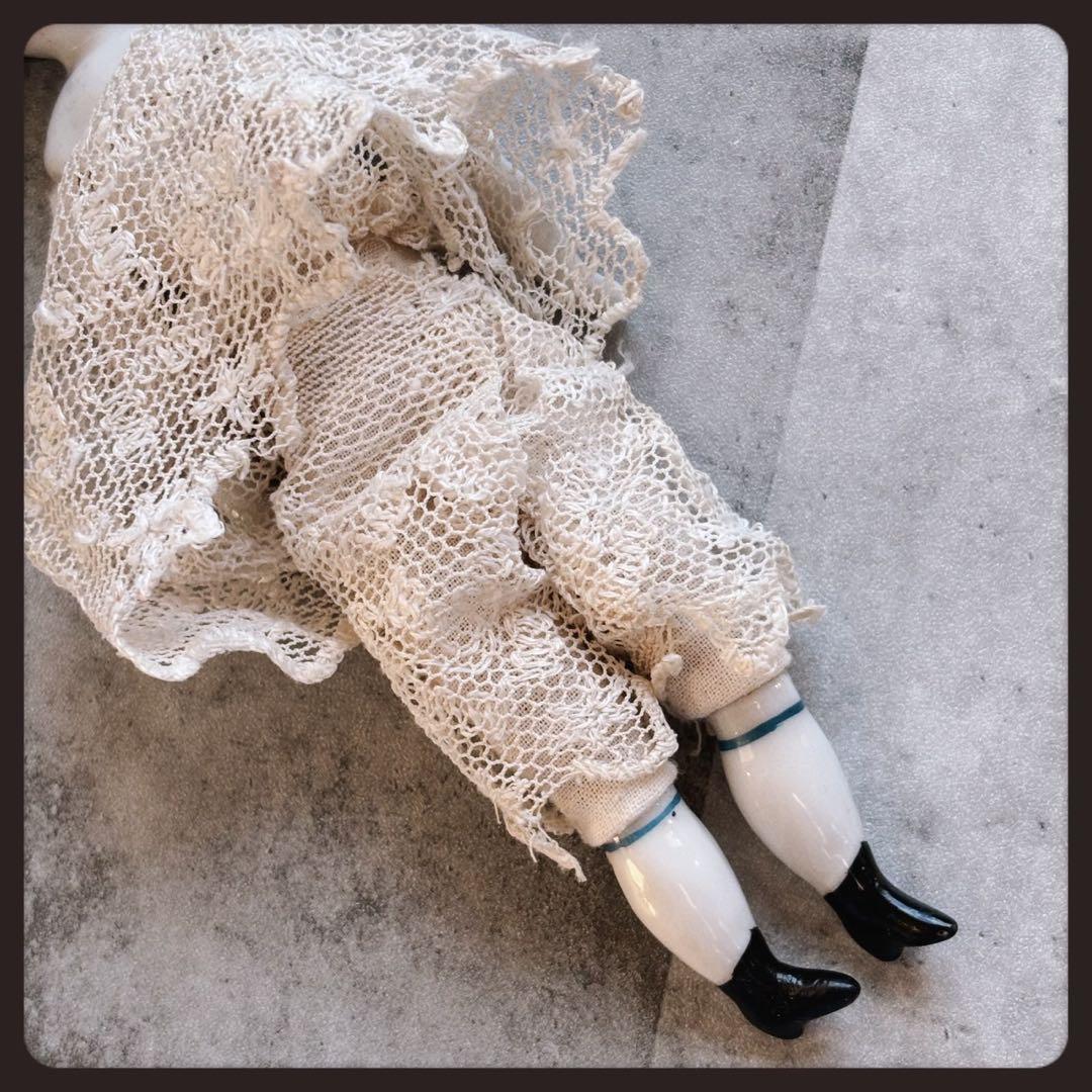 レアアンティーク チャイナヘッドドール　フラットトップ ビスクドール