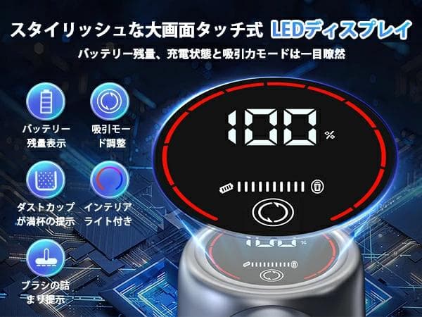 コードレス掃除機 サイクロン式 550Ｗ 3段吸引 軽量 低騒音 グリーンLED