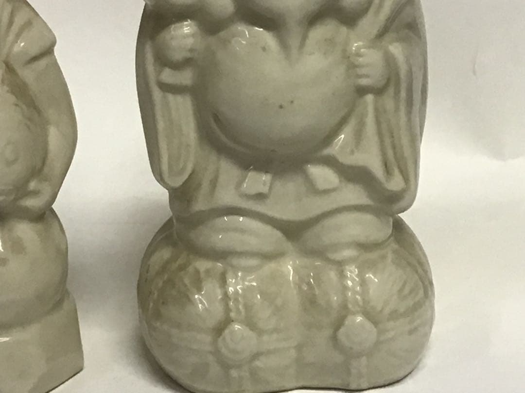 陶器製 福の神像 置物 クリーム色