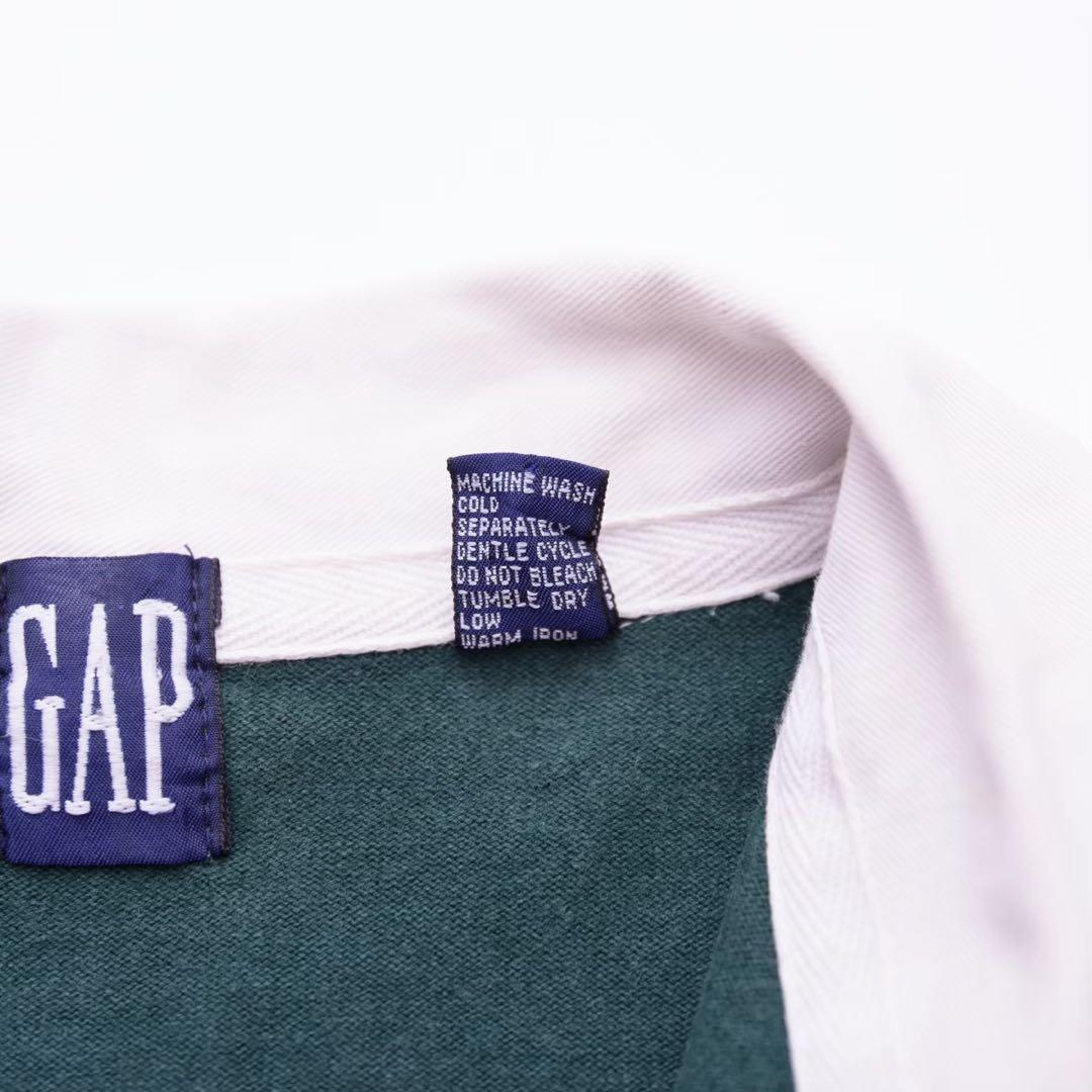 90s オールド GAP ラガーシャツ ボーダー マルチカラー 紺 古着 XL