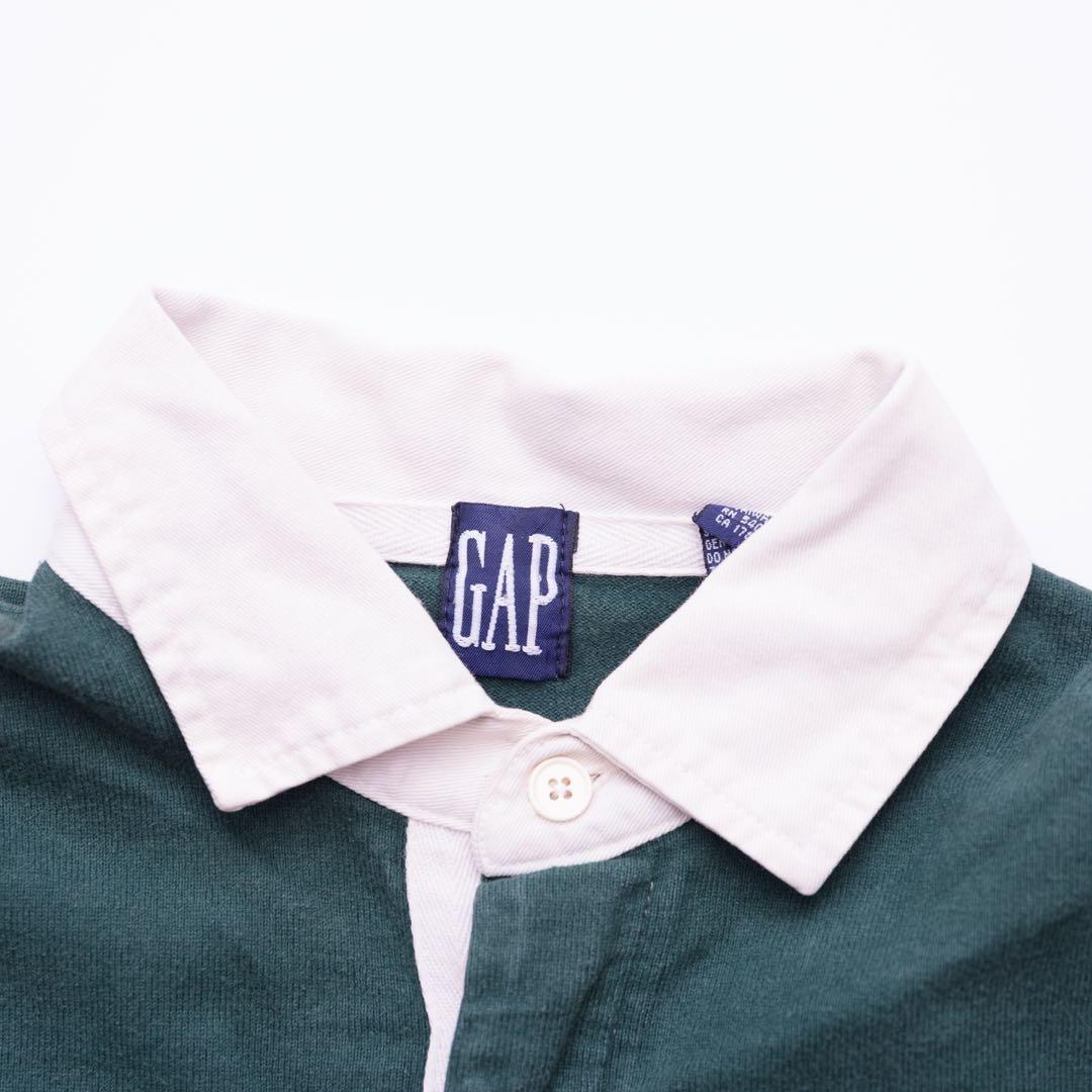 90s オールド GAP ラガーシャツ ボーダー マルチカラー 紺 古着 XL
