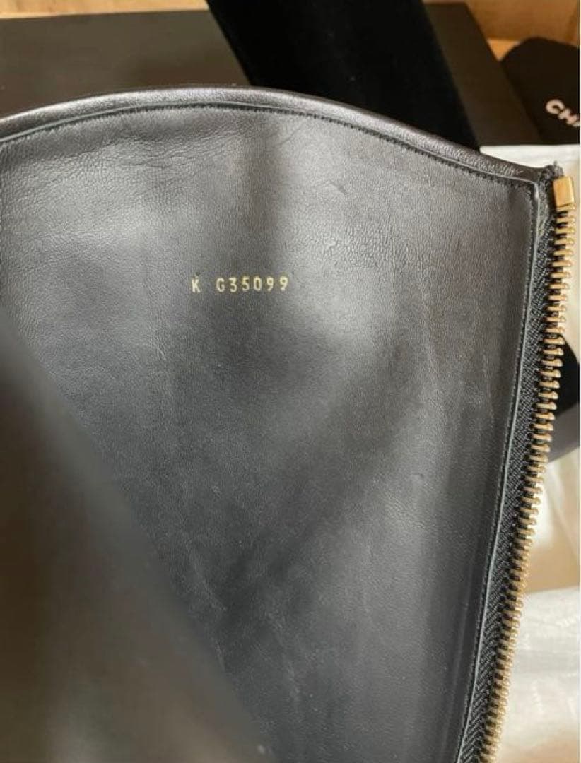 専用◇CHANELシャネルロングブーツベルベットベロアレザーCCロゴ黒本革37
