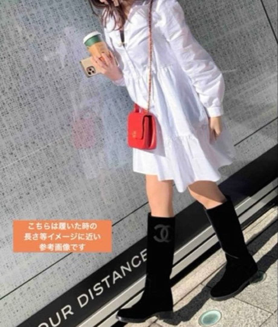 専用◇CHANELシャネルロングブーツベルベットベロアレザーCCロゴ黒本革37