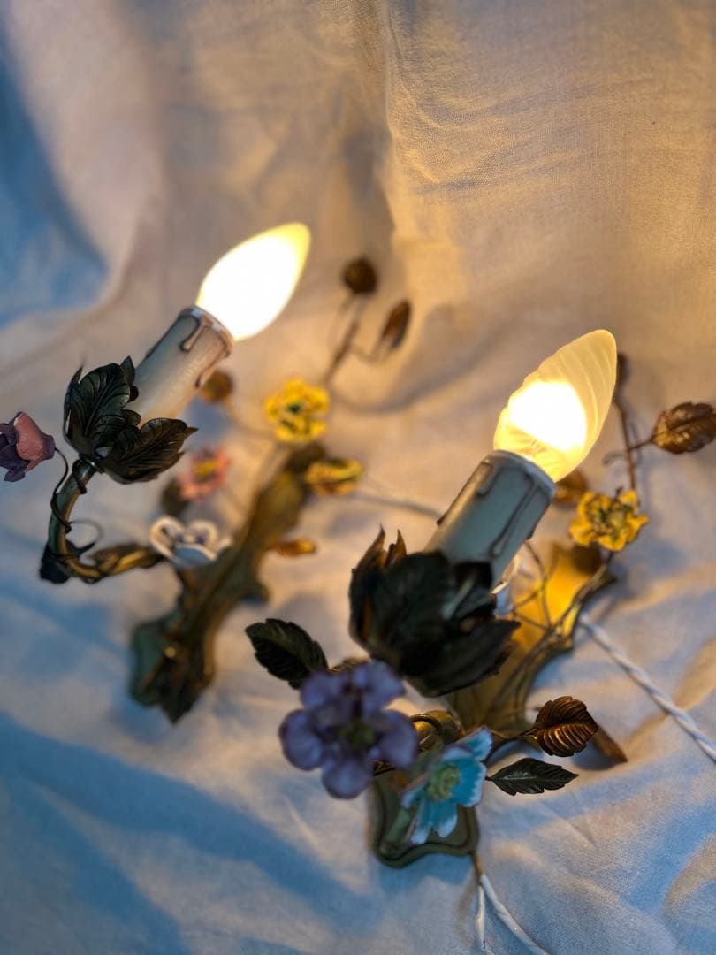 フランスアンティーク 壁掛けランプペア