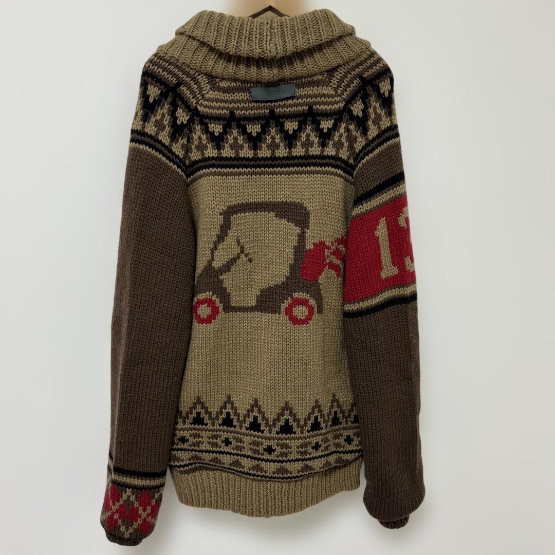 ラッセルノ スカル柄 ショールカラー ニット M ゴルフウェア