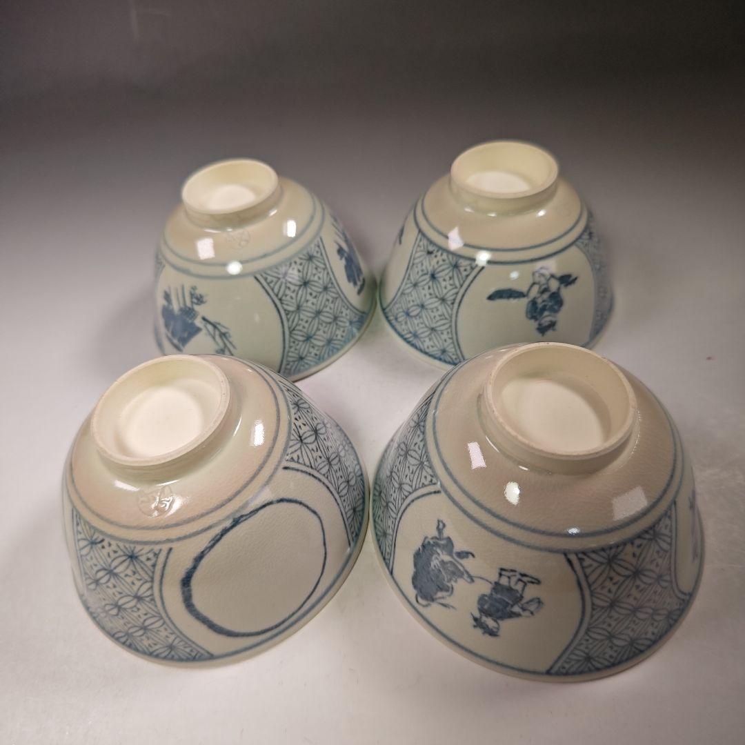 イ577 数茶碗『信楽壺中窯　保庭楽入』『十牛図　呉須絵　数茶碗　10客　共箱』