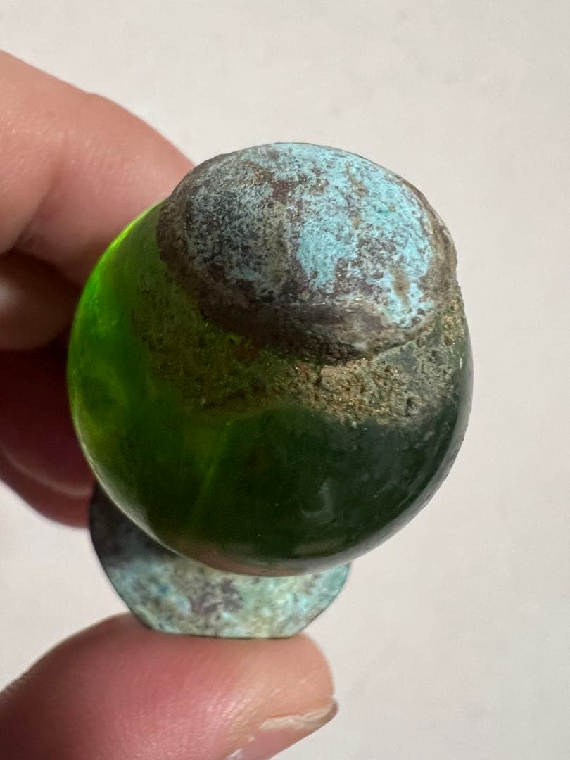 中国 仏像 残欠 宝冠 宝珠 緑ガラス 仏教美術 発掘 出土 骨董 古美術