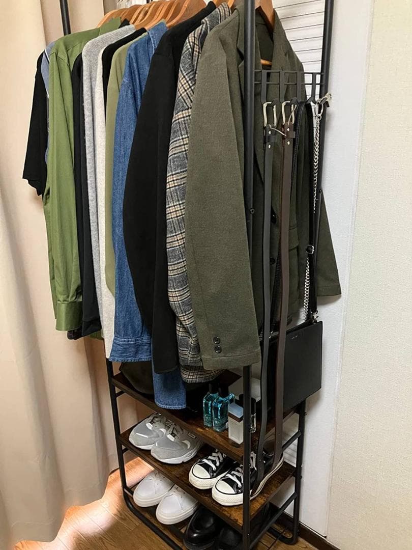 スリム＆頑丈 ハンガーラック おしゃれなデザイン 簡単組み立て