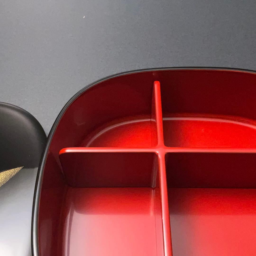 輪島　漆塗　千羽鶴沈金　弁当箱５組　三谷吾一　共箱　仕切り付き　R1325ル