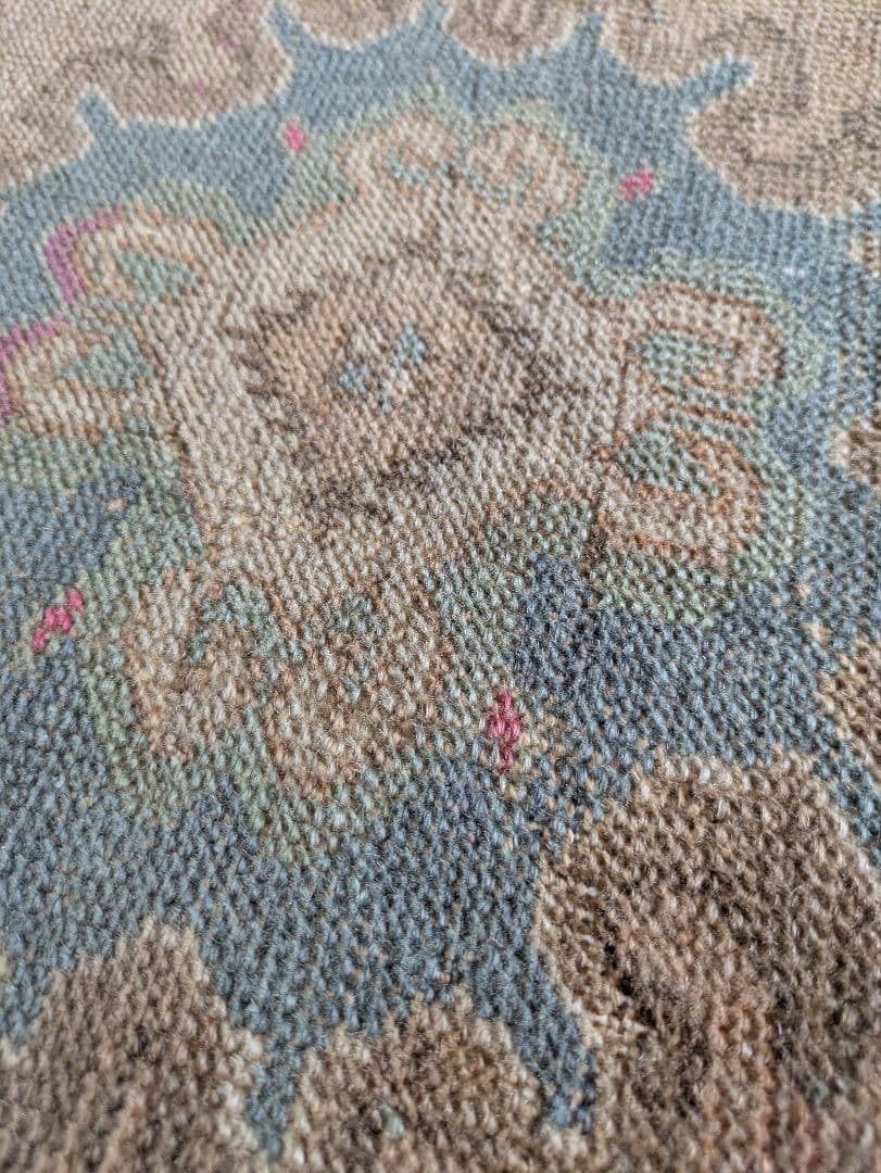 52×88 メダリオン　オレンジベージュ　トルコヴィンテージラグ　ミニサイズ