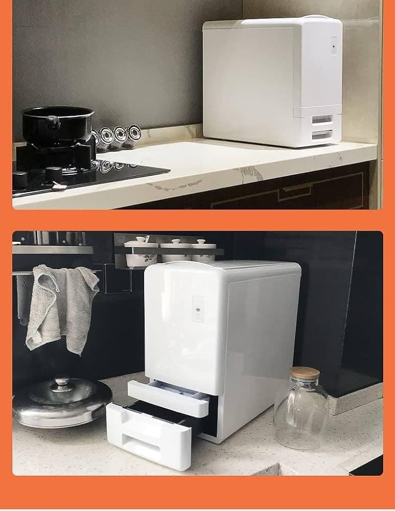 米びつ ホワイト 15℃ 空気循環機能 計量米びつ コンパクト米櫃 冷却米びつ